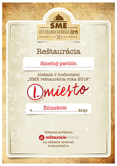 Slnečný pavilón - SME Reštaurácia roka 2019 v Žilinskom kraji